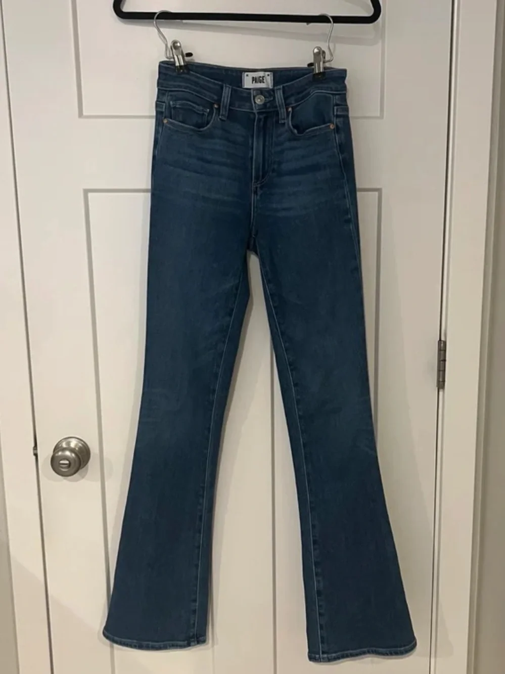 EUC PAIGE High Rise Laurel Canyon 32” Bootcut Jeans in Haze Size 24